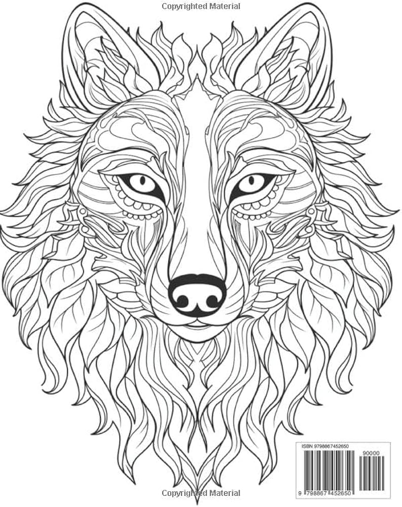 wolf colouring in pages