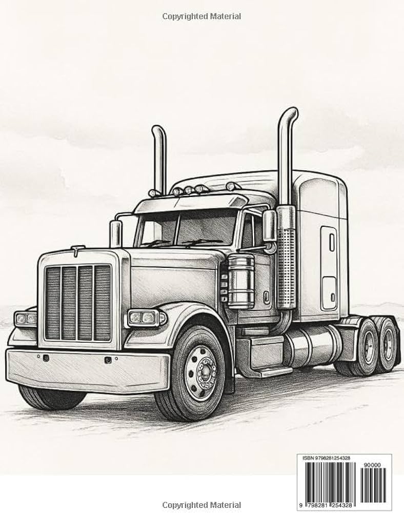 Amazon Semi Truck Coloring Book For Adults 25 Detailed Trucking Scenes Featuring Classic Modern Big Rigs 9798281254328 Edition MESSAI Books