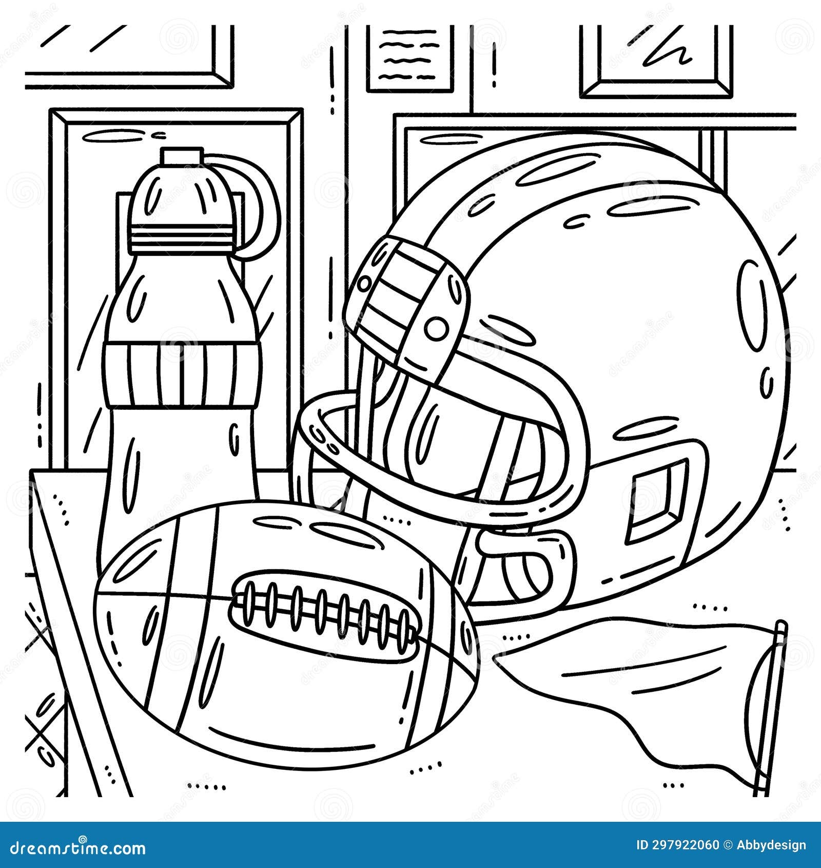 American Football And Helmet Coloring Page Stock Vector Illustration Of Toddler Field 297922060