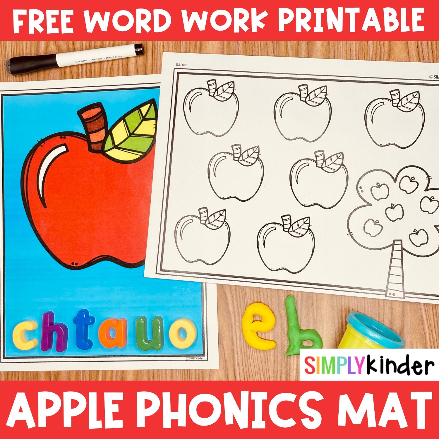 Apple Phonics Work Mat Simply Kinder