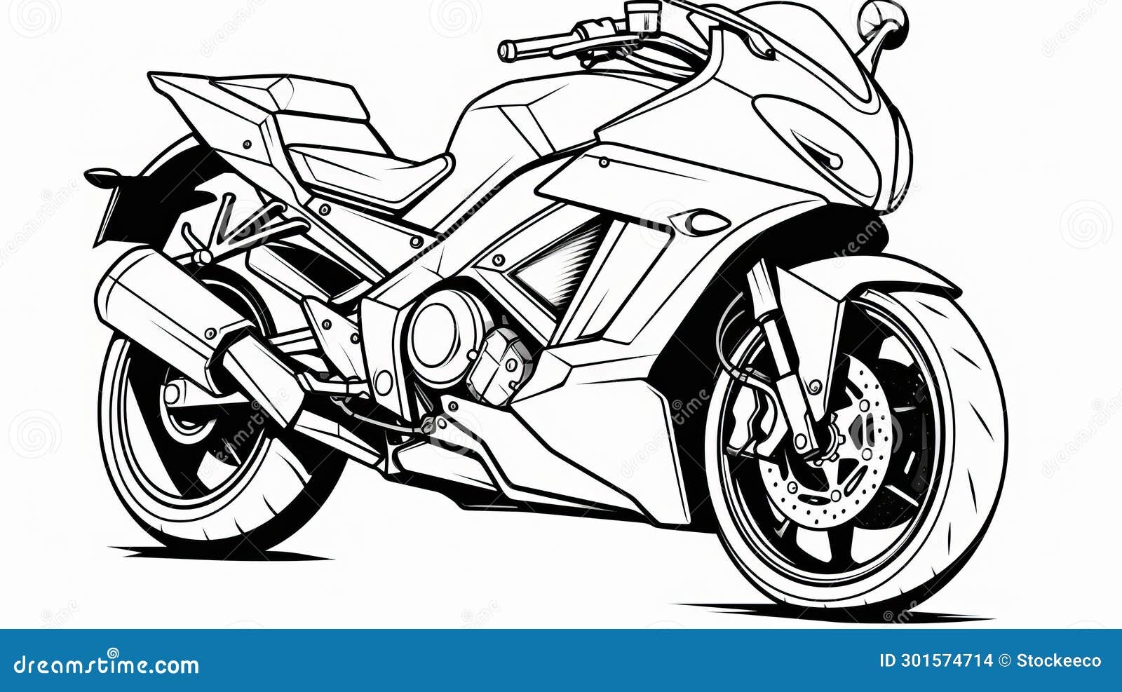 Black And White Motorcycle Coloring Pages In Stylistic Manga Style Stock Illustration Illustration Of Coloring Konica 301574714