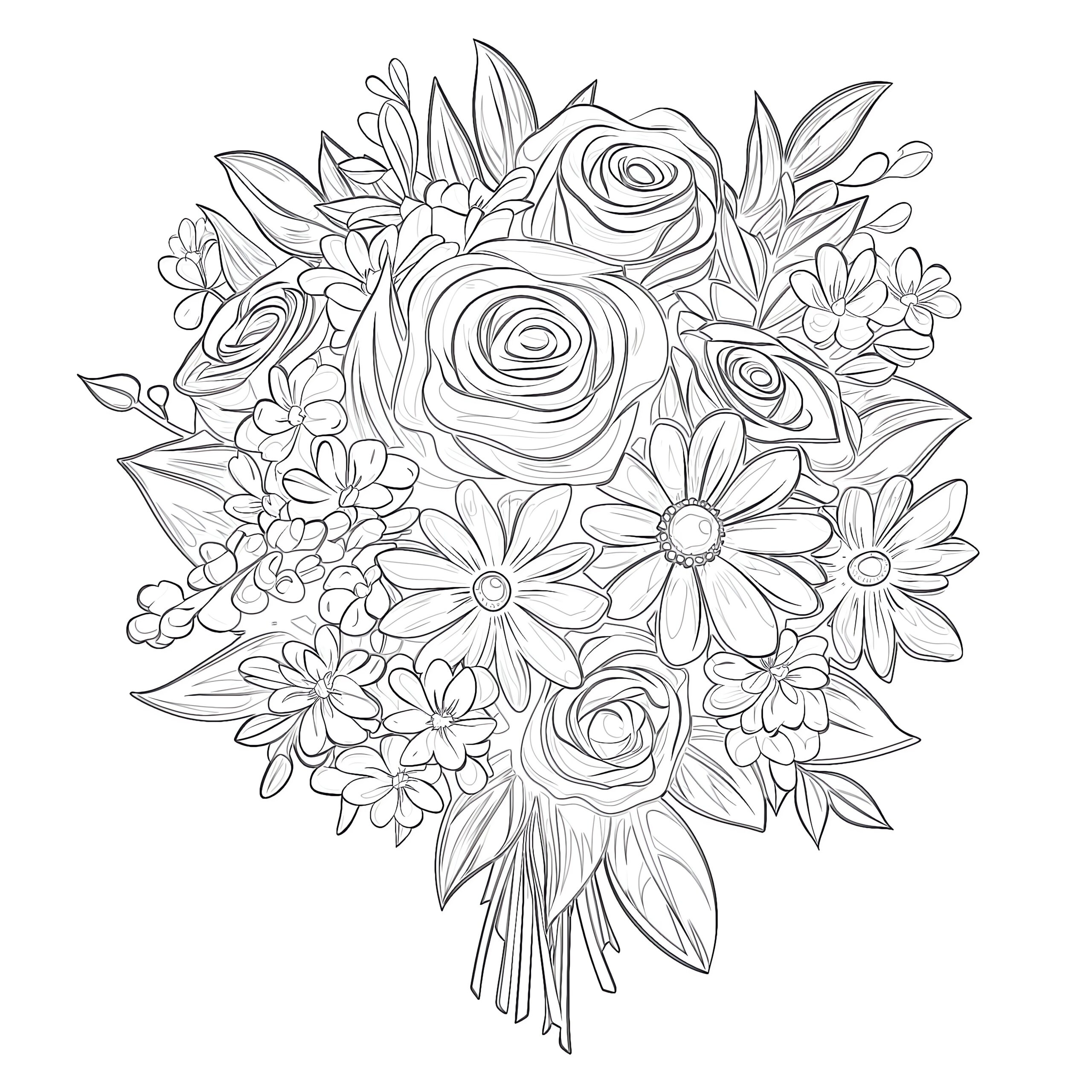 bouquet flowers coloring page