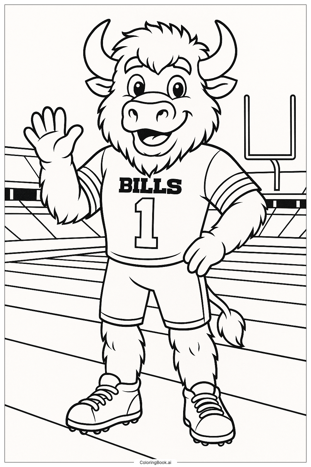 Buffalo Bills Mascot On The Field Coloring Page Free PDF PNG Printable Buffalo Bills Mascot On The Field Coloring Page Free PDF PNG Printable