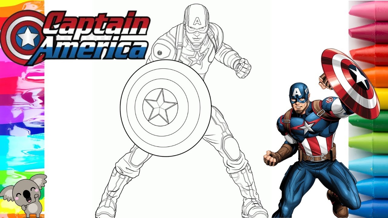 CAPTAIN AMERICA MARVEL AVENGERS Coloring Page COLOR WITH ME YouTube