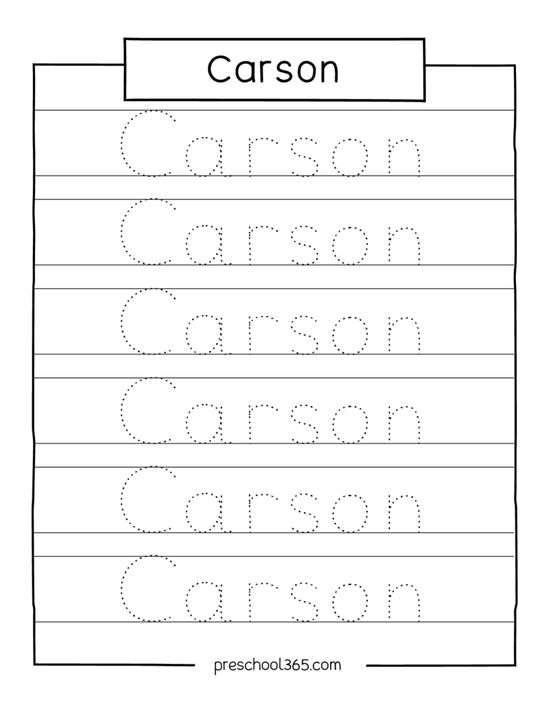 Carson Sadie Levi Rolan Madelyn Name Tracing Sheet Carson Sadie Levi Rolan Madelyn Name Tracing Sheet