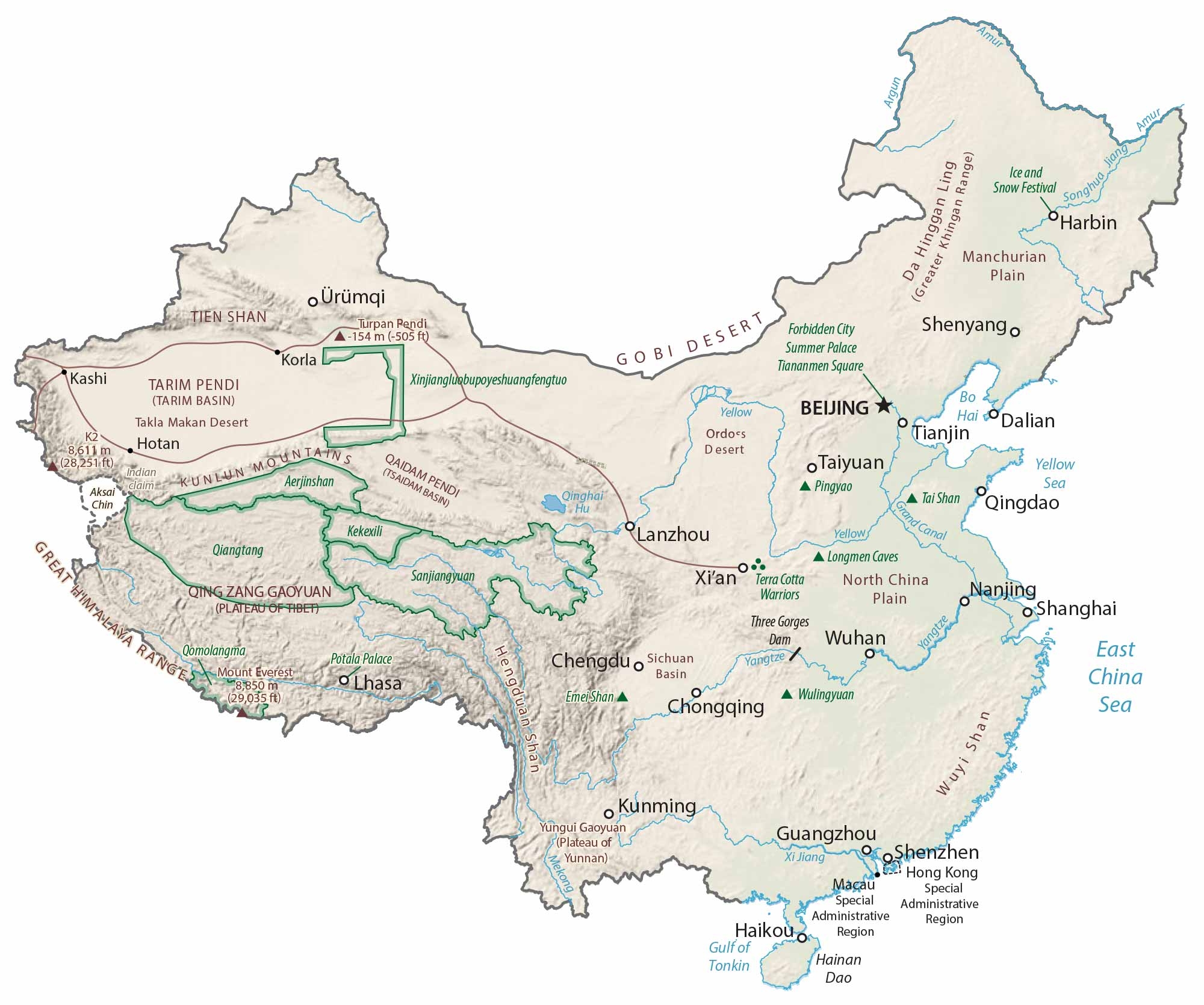 map of china physical