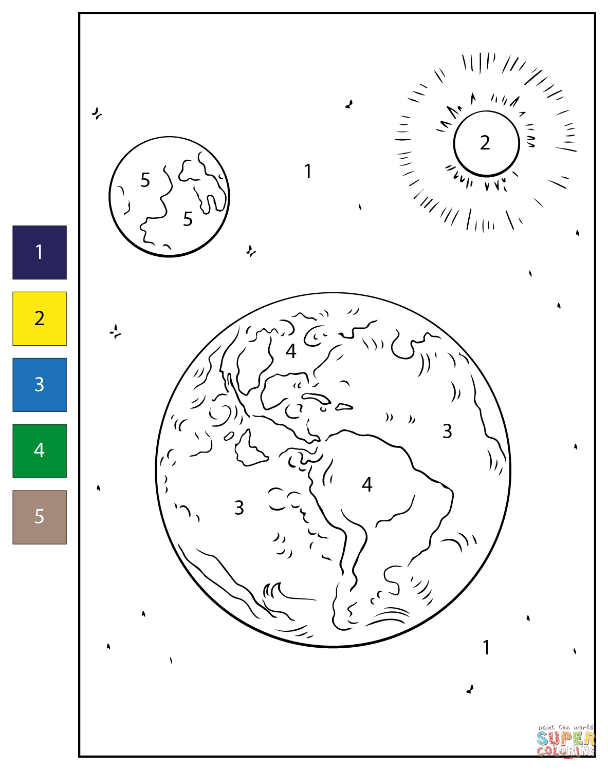 Color By Number World Coloring Page Free Printable