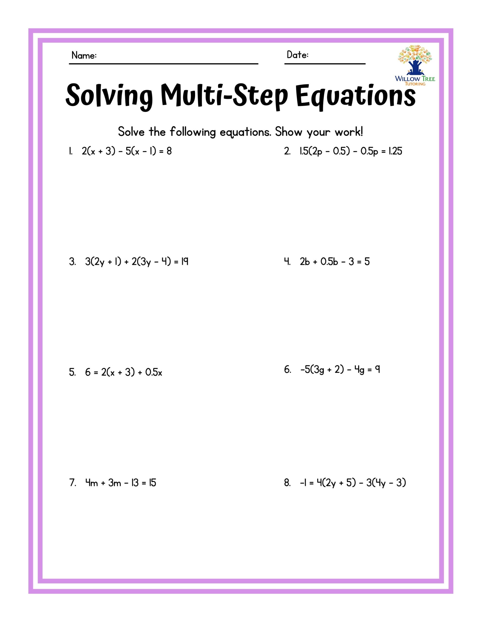 2 step algebra equations worksheet 2 step algebra equations worksheet
