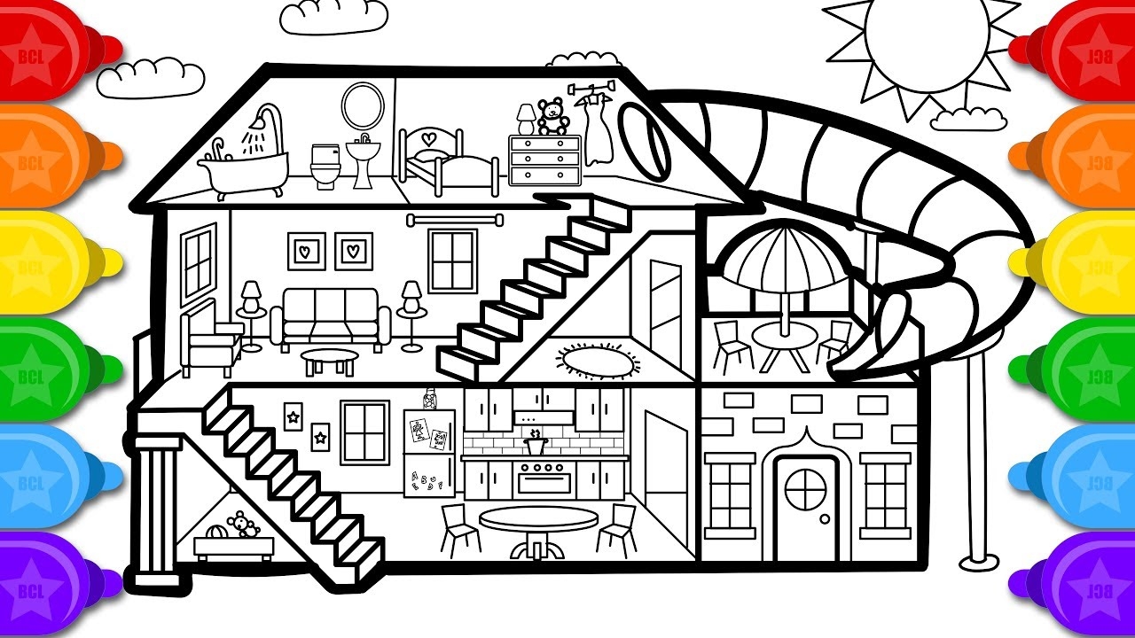 colouring pages for house colouring pages for house