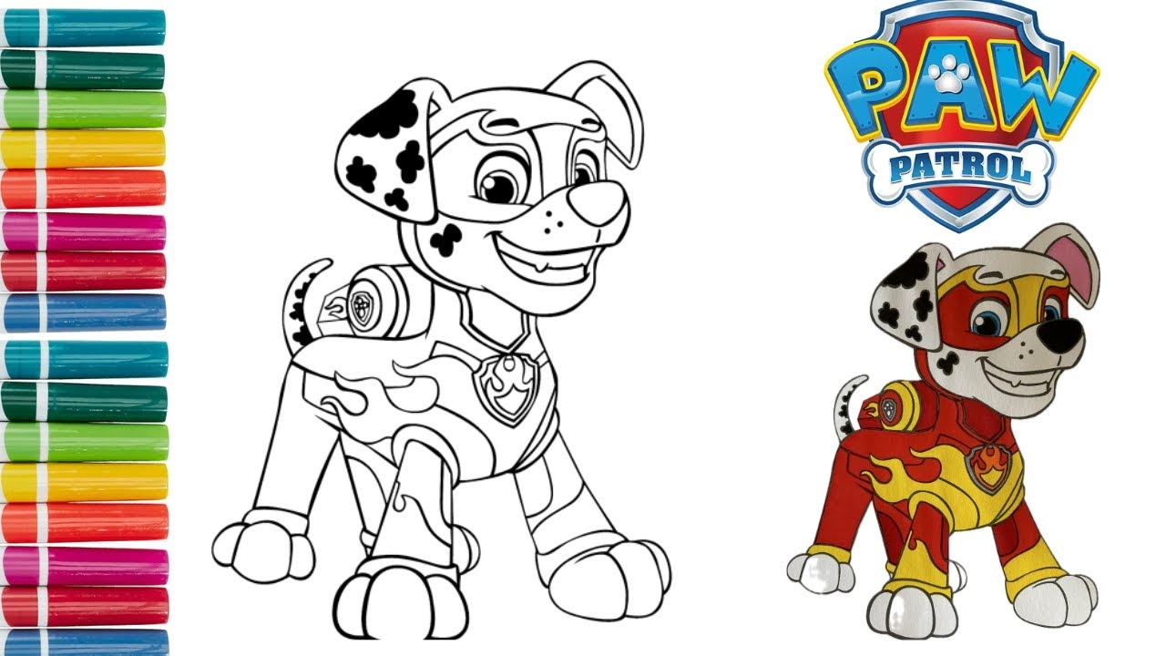 paw patrol coloring page marshall
