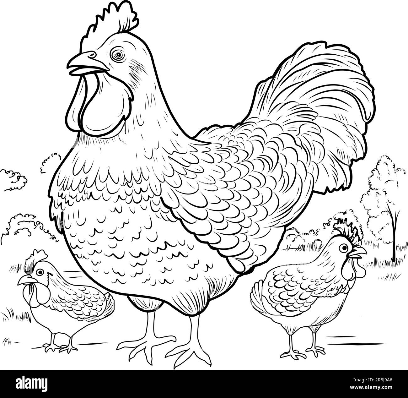COLORING PAGE Chicken With Chicks Hen Laying Hen Cute Funny Character Linear Illustration Childrens For Coloring Bird Farm Stock Vector Image Art Alamy COLORING PAGE Chicken With Chicks Hen Laying Hen Cute Funny Character Linear Illustration Childrens For Coloring Bird Farm Stock Vector Image Art Alamy