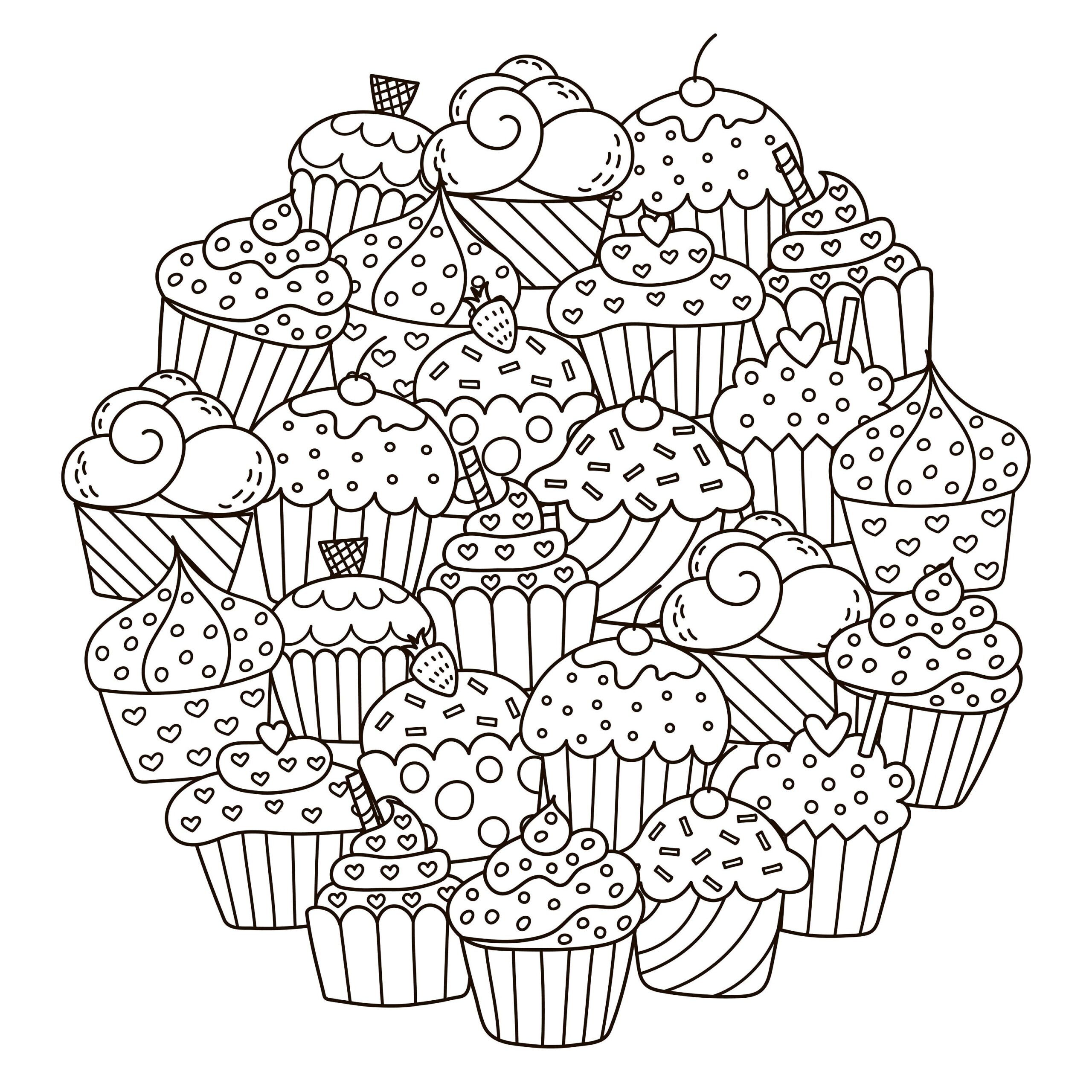 Coloring Pages Cupcakes Sweet Treats Etsy Coloring Pages Cupcakes Sweet Treats Etsy