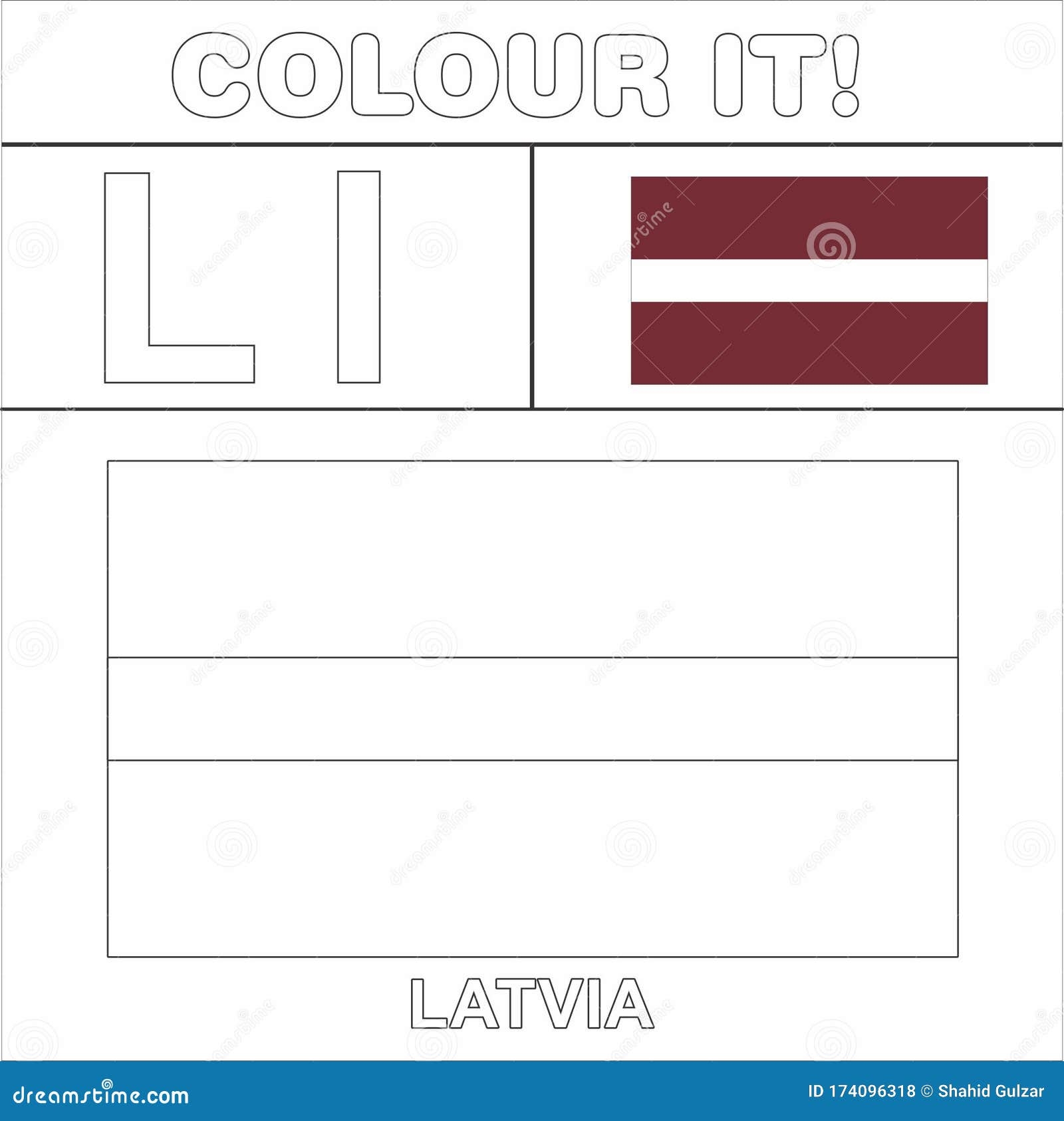 Colour It Kids Colouring Page Country Starting From English Letter L Latvia How To Color Flag Stock Illustration Illustration Of Colour Line 174096318