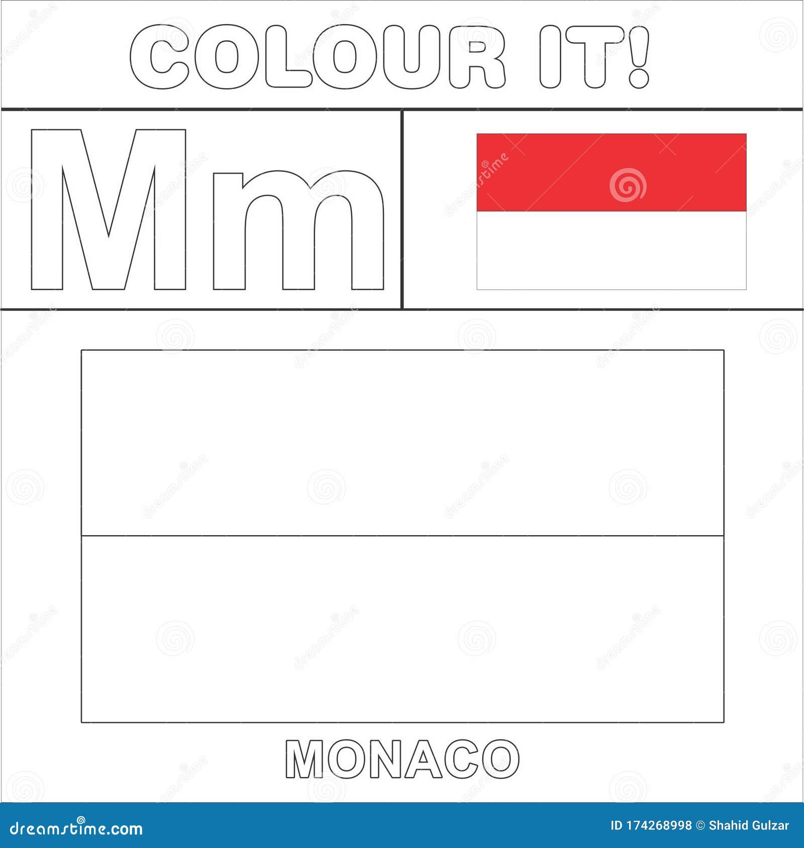 Colour It Kids Colouring Page Country Starting From English Letter M Monaco How To Color Flag Stock Illustration Illustration Of Vector Drawing 174268998