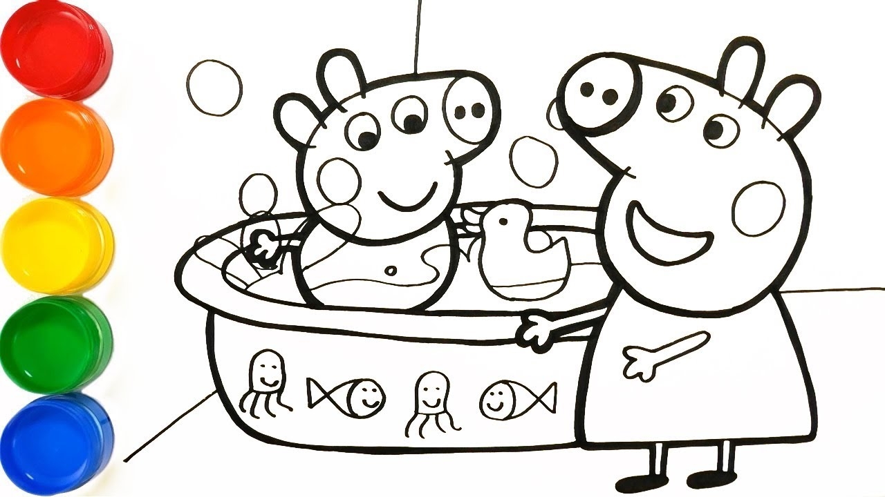 Como DIBUJAR Y PINTAR PEPPA PIG Ba ando A GEORGE Aprende Colores Pintando FunKeep Art YouTube