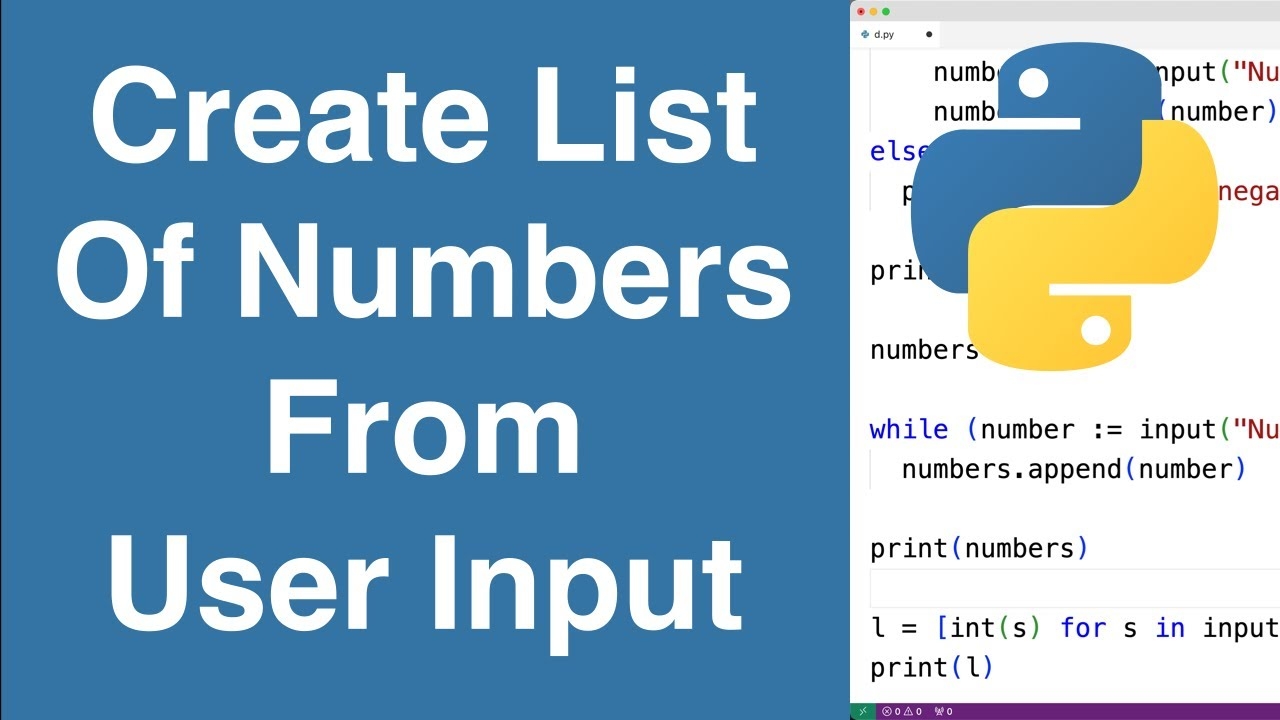 Create List Of Numbers From User Input Python Example YouTube