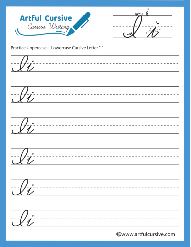 Cursive Alphabet Letter I Worksheet