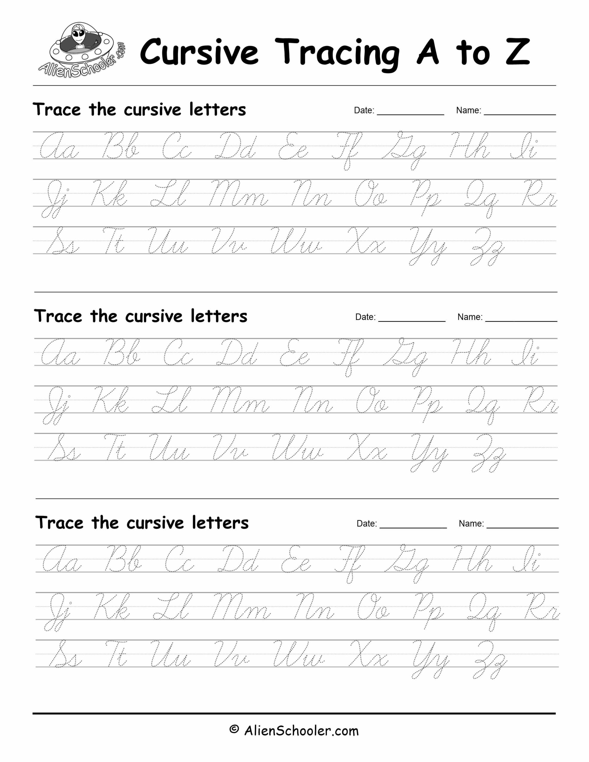 cursive alphabet printable worksheet
