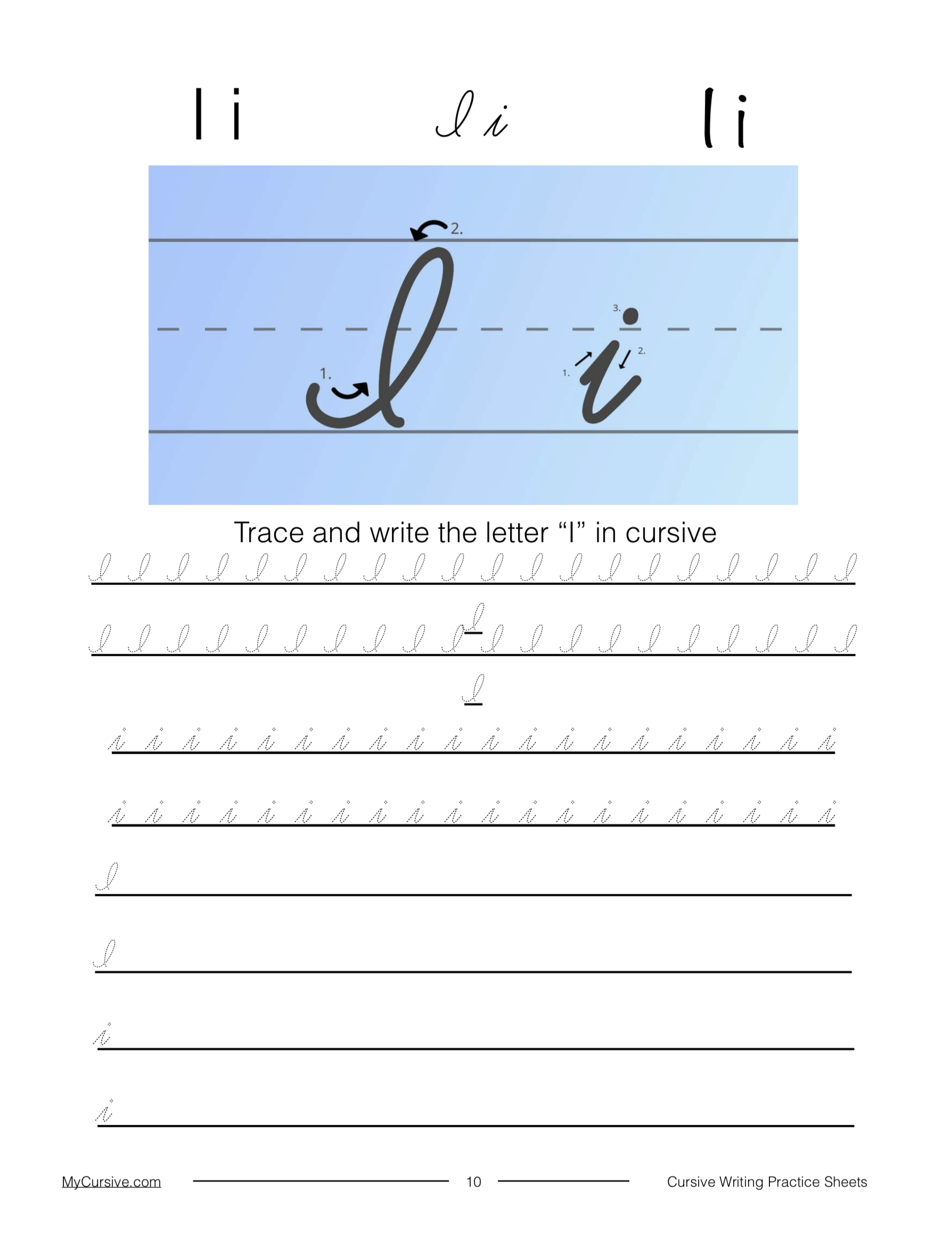 Cursive I Full Tutorial And Worksheet