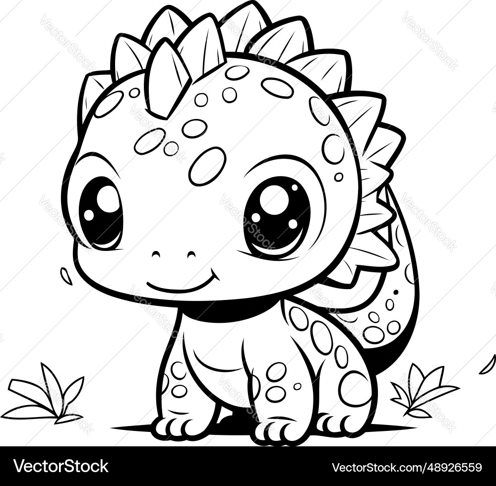 Cute Baby Dinosaur Coloring Page Isolated Royalty Free Vector VectorStock Cute Baby Dinosaur Coloring Page Isolated Royalty Free Vector VectorStock