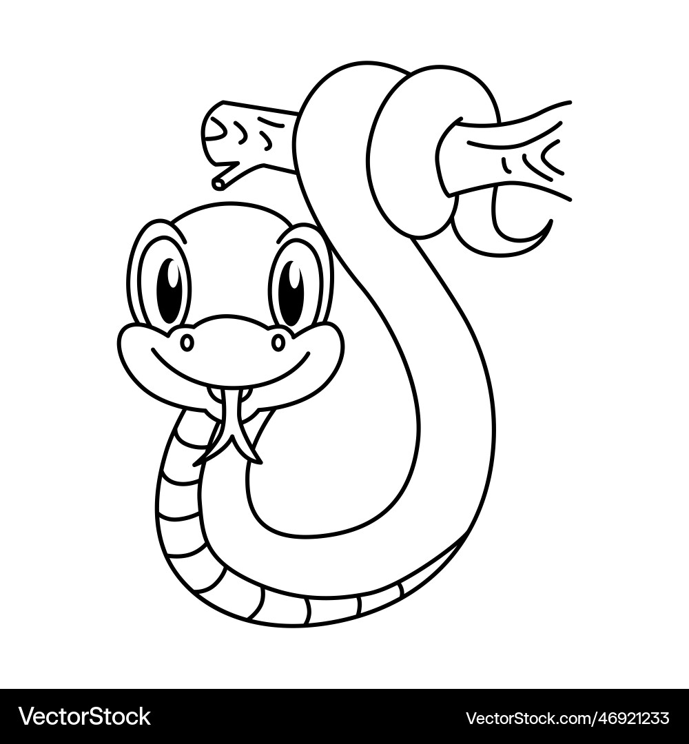 Cute Snake Cartoon Coloring Page For Kids Free Vector VectorStock