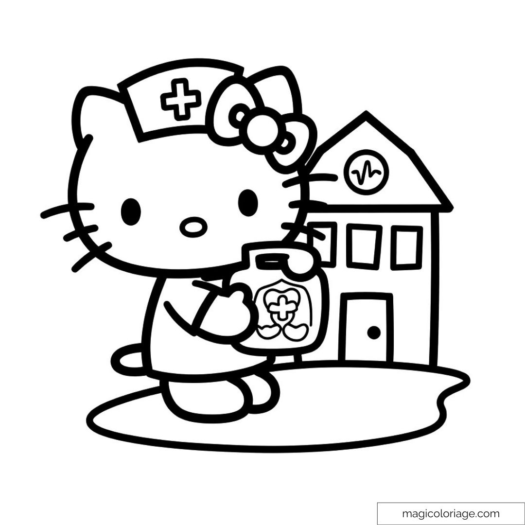 Dibujo Para Colorear De Enfermera De Hello Kitty Para Ni os
