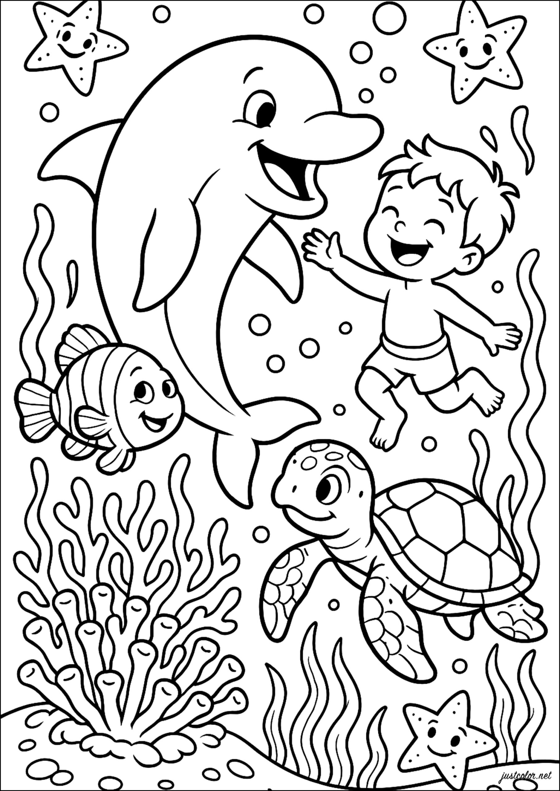 coloring page of ocean animals