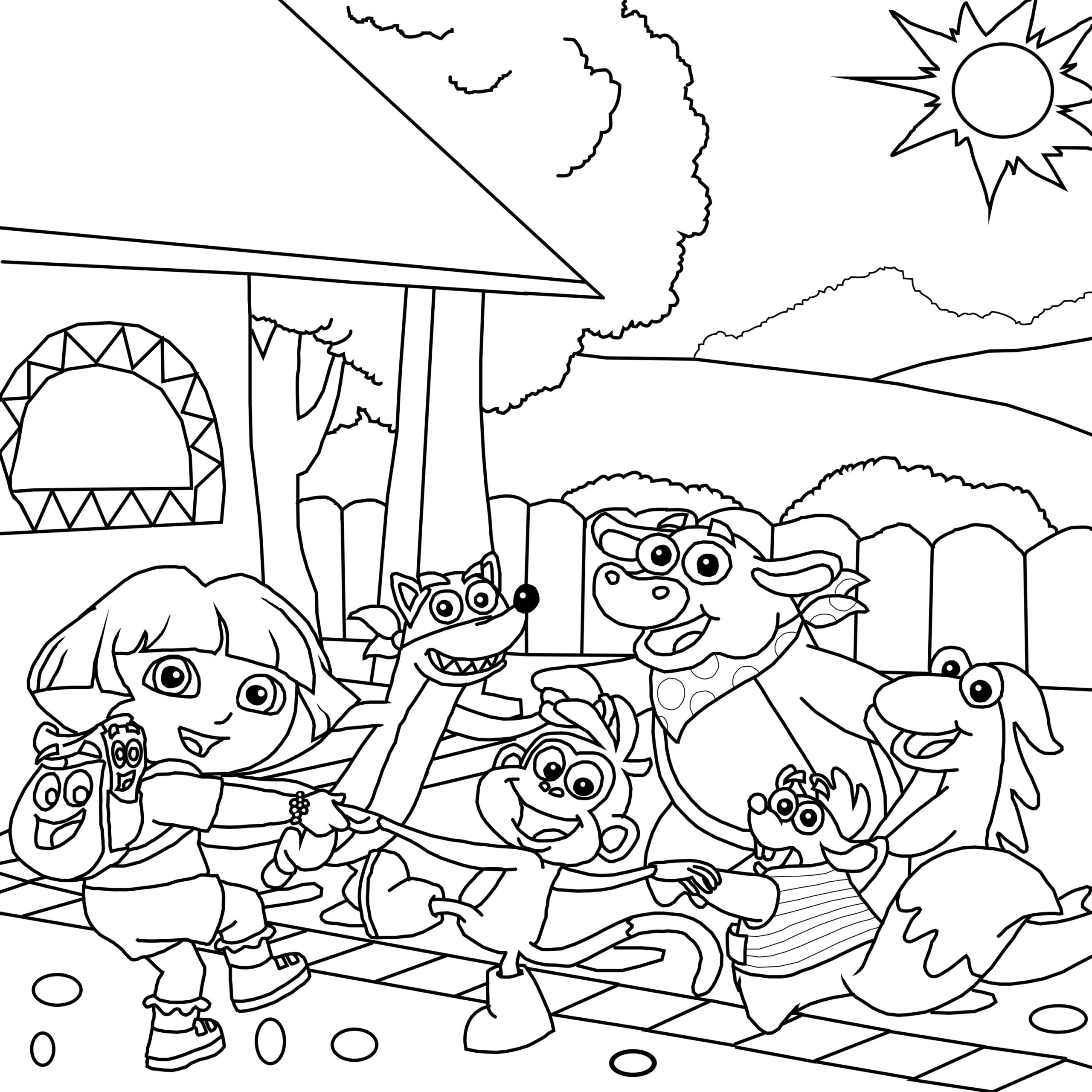 Dora The Explorer Coloring Page Etsy Dora The Explorer Coloring Page Etsy