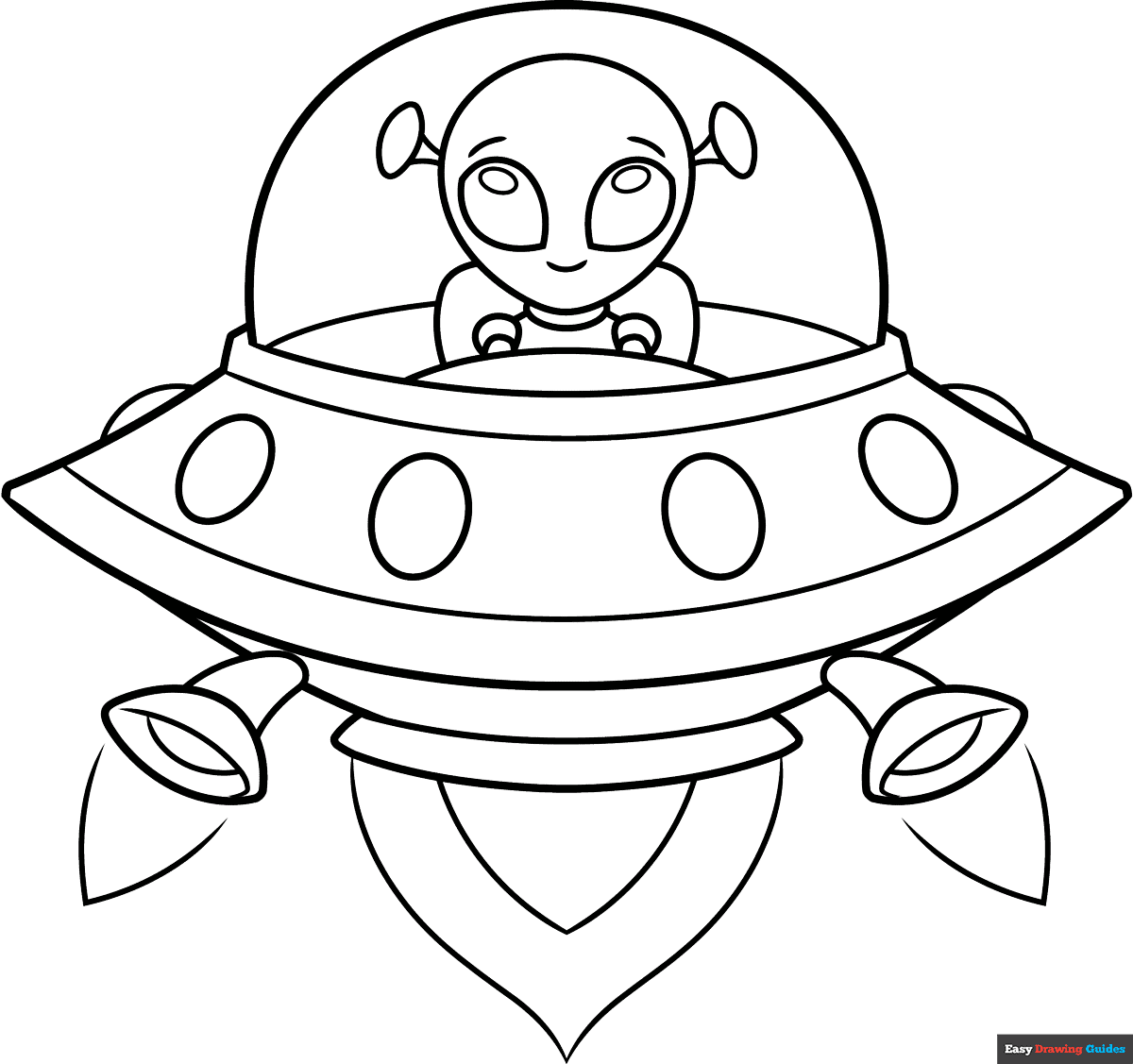 Easy Alien Spaceship Coloring Page Easy Drawing Guides