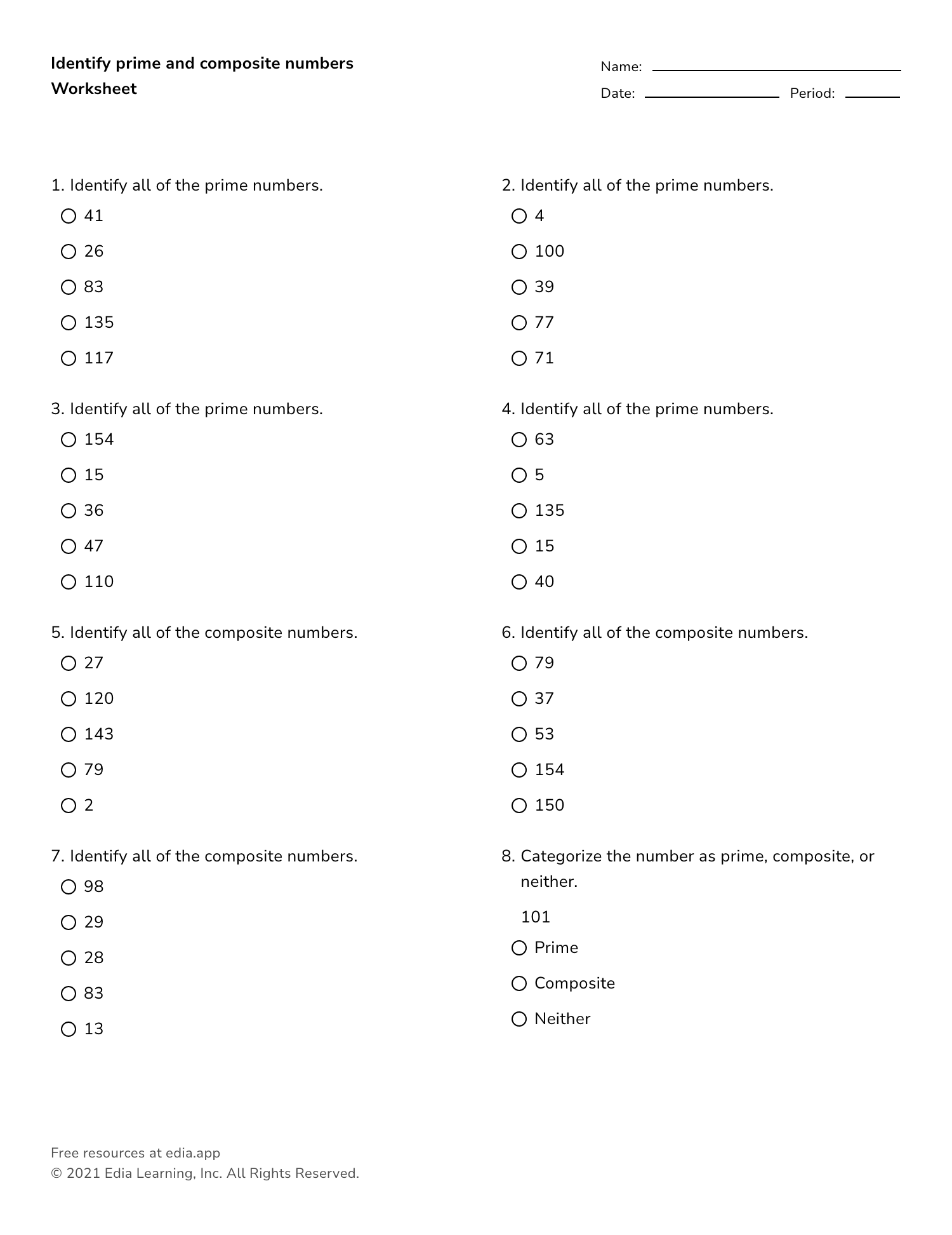 least common factor worksheet