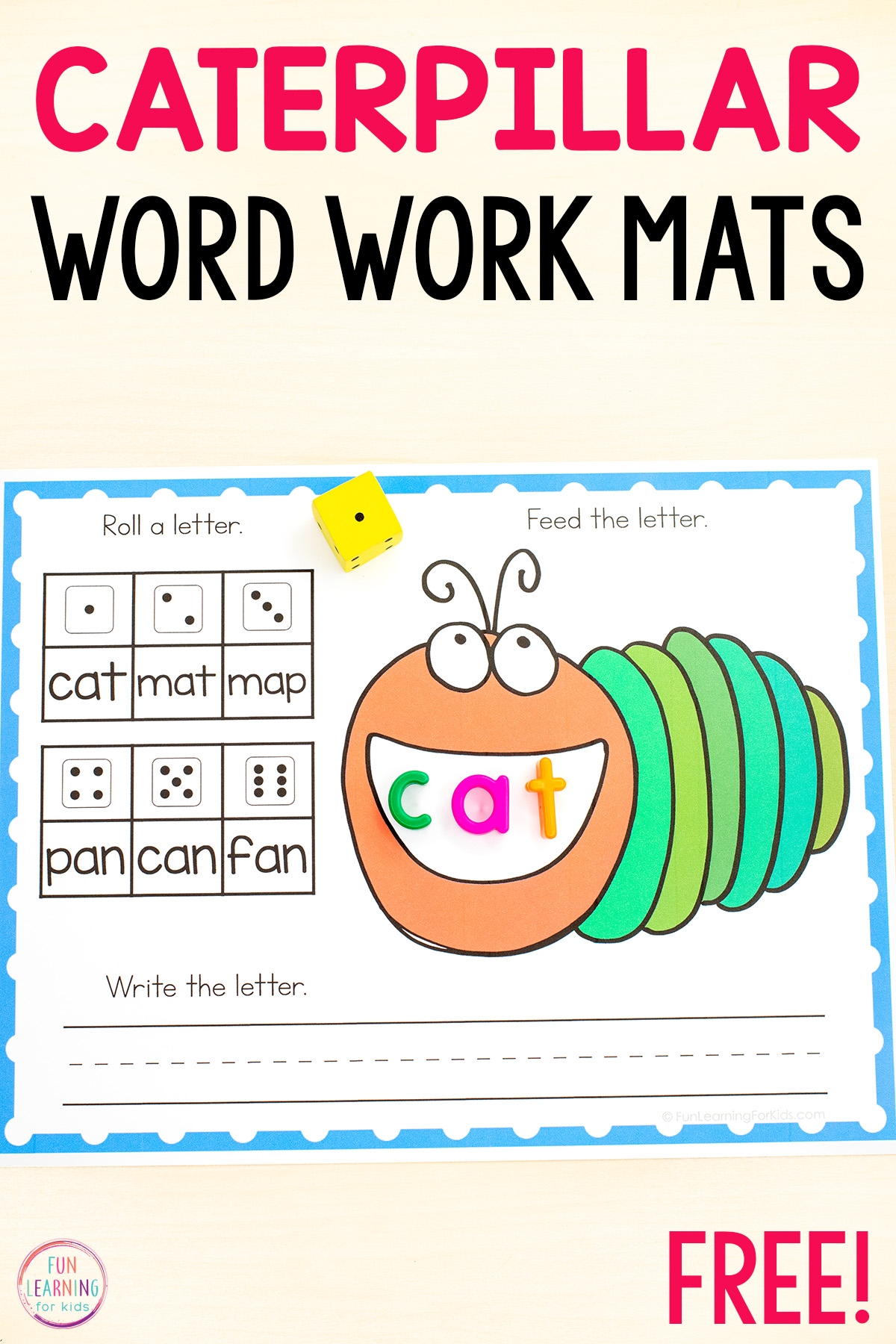 Editable Caterpillar Word Work Mats Free Printable