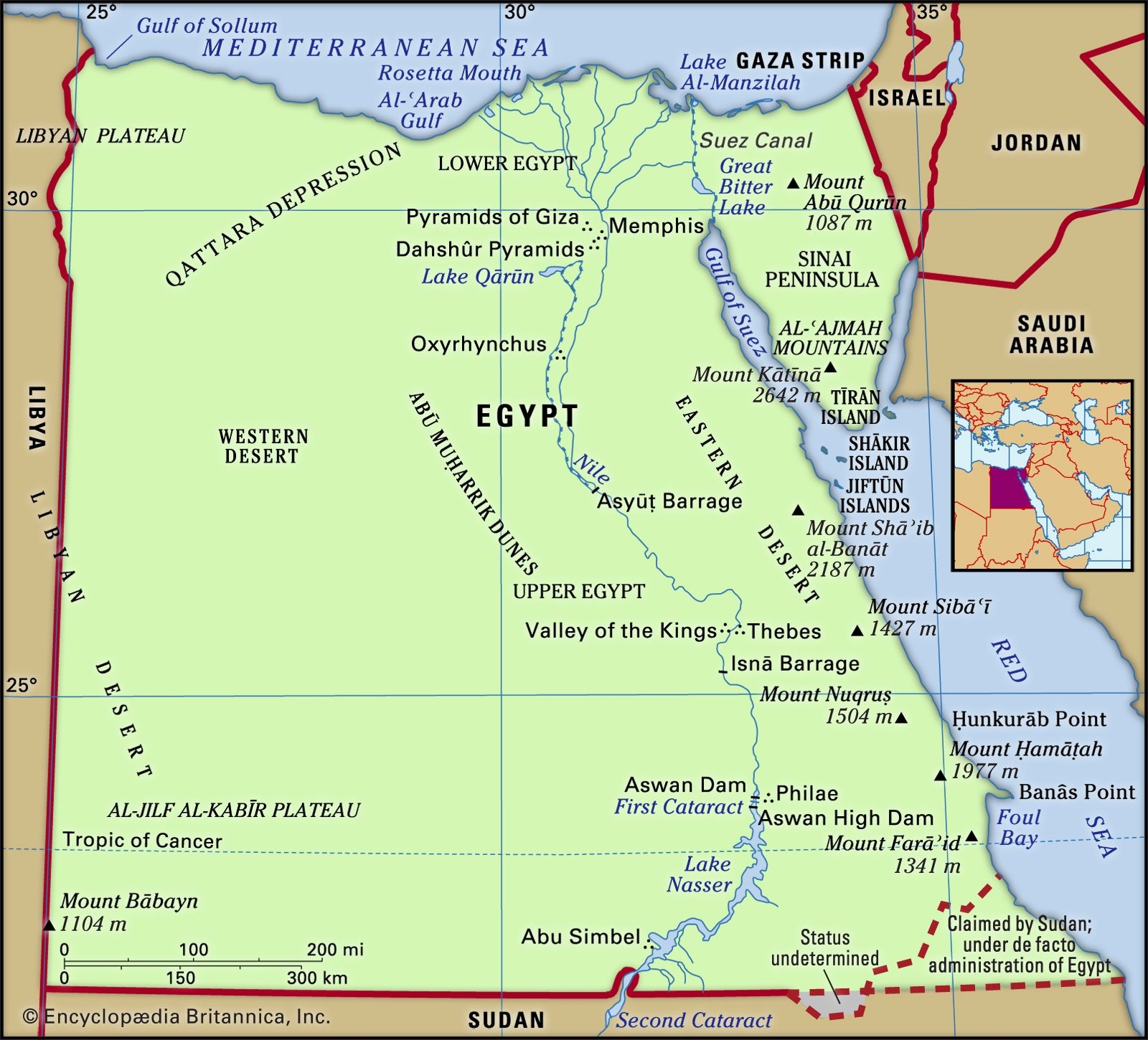 physical map of egypt physical map of egypt