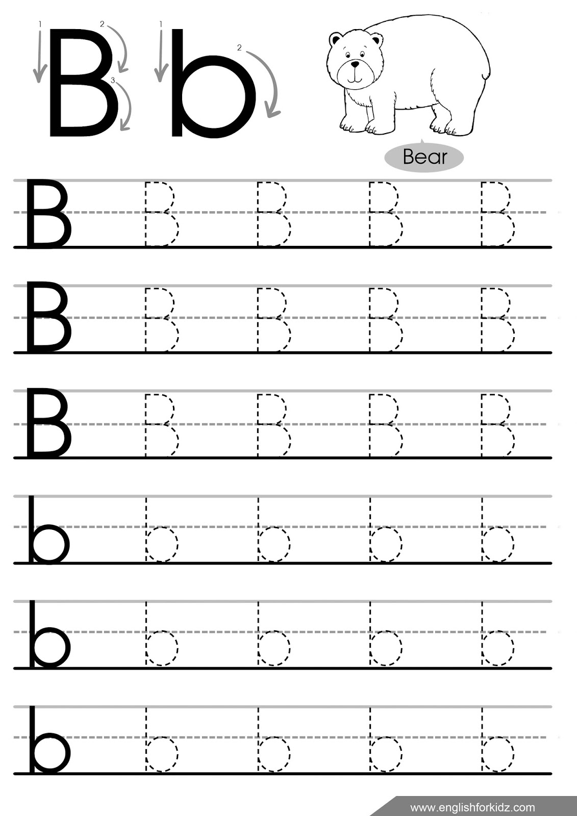 English For Kids Step By Step Letter B Worksheets Flash Cards Coloring Pages