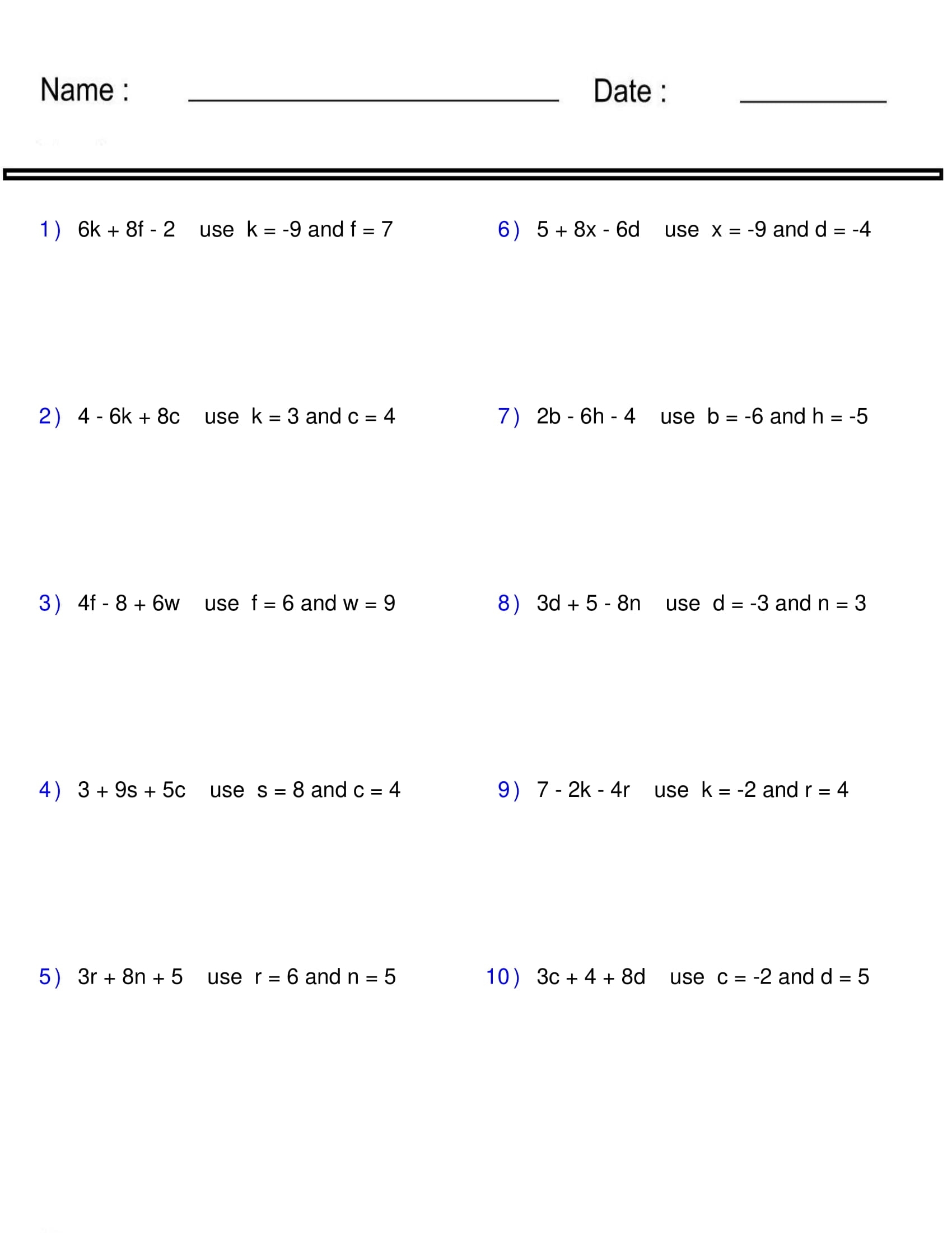 Evaluate Algebraic Expressions Algebraic Expressions Pre Algebra Made By Teachers Evaluate Algebraic Expressions Algebraic Expressions Pre Algebra Made By Teachers