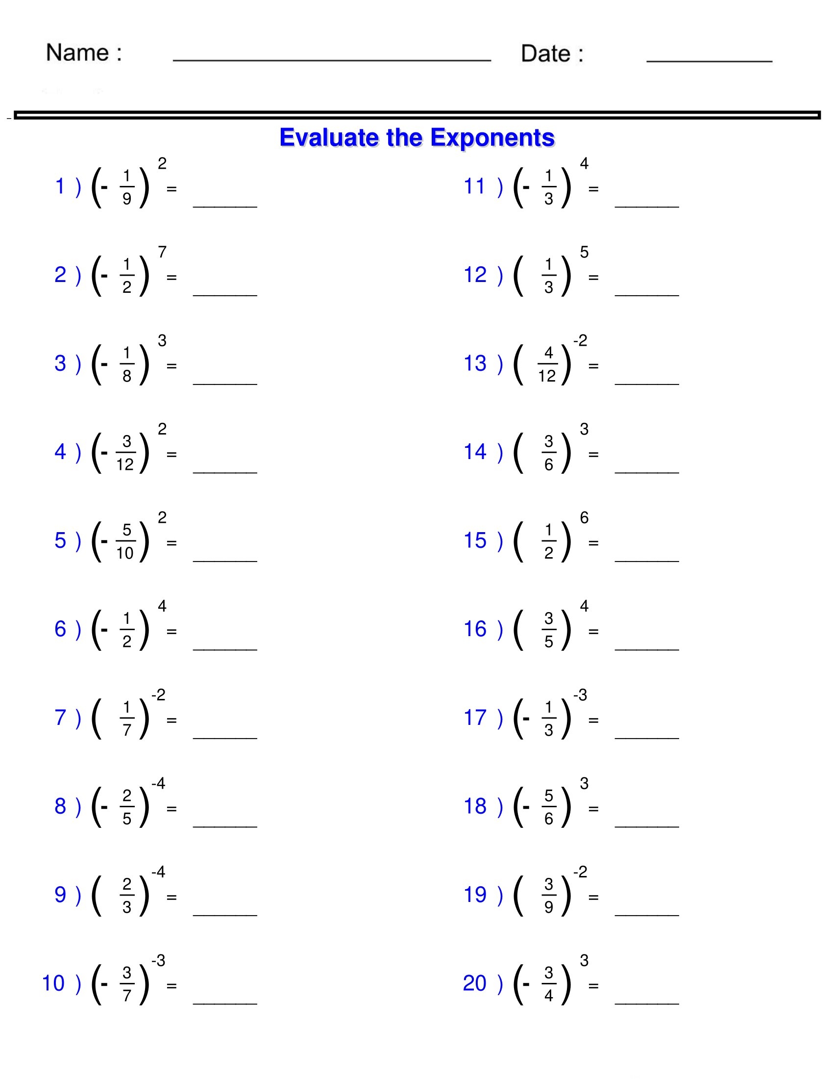 Exponents And Radicals Worksheets Solving Fractions With Exponents Worksheets Made By Teachers Exponents And Radicals Worksheets Solving Fractions With Exponents Worksheets Made By Teachers