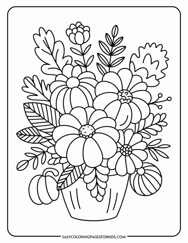 flower bouquet colouring pages