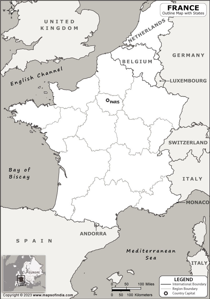 France Outline Map France Outline Map With State Boundaries France Outline Map France Outline Map With State Boundaries