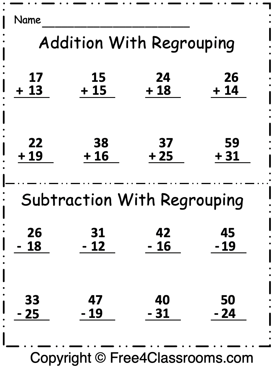 two digit addition and subtraction