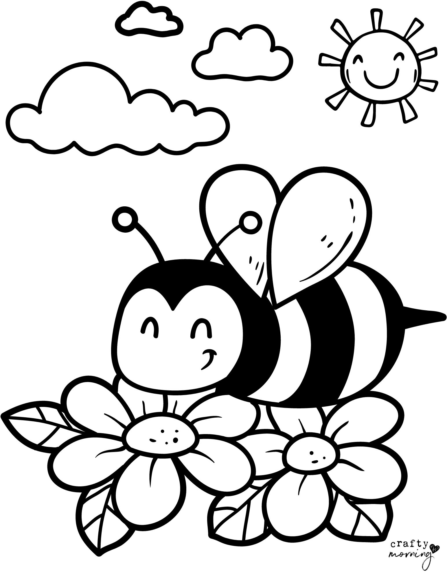 Free Bee Coloring Pages Crafty Morning