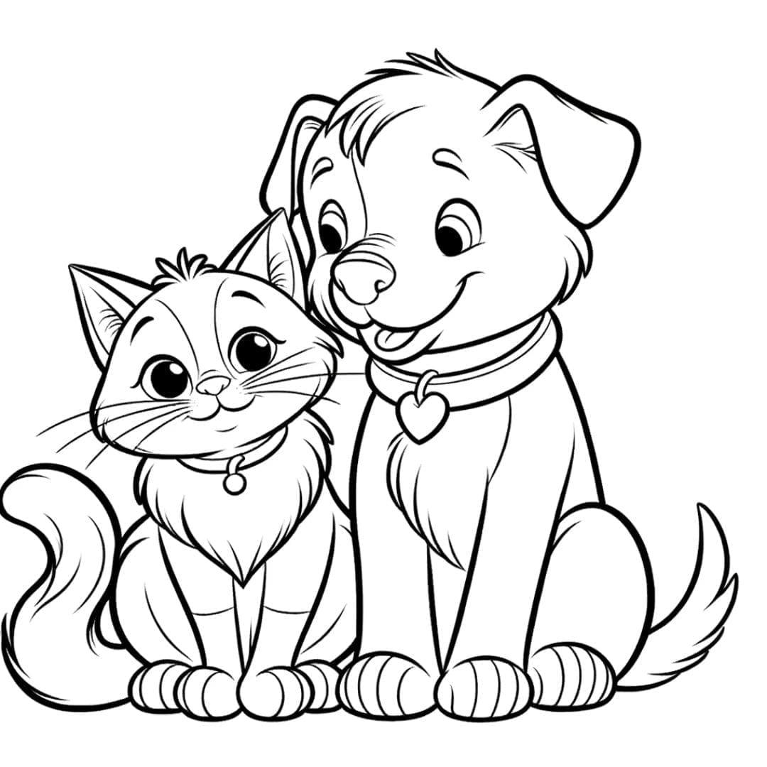 cats and dogs colouring pages cats and dogs colouring pages