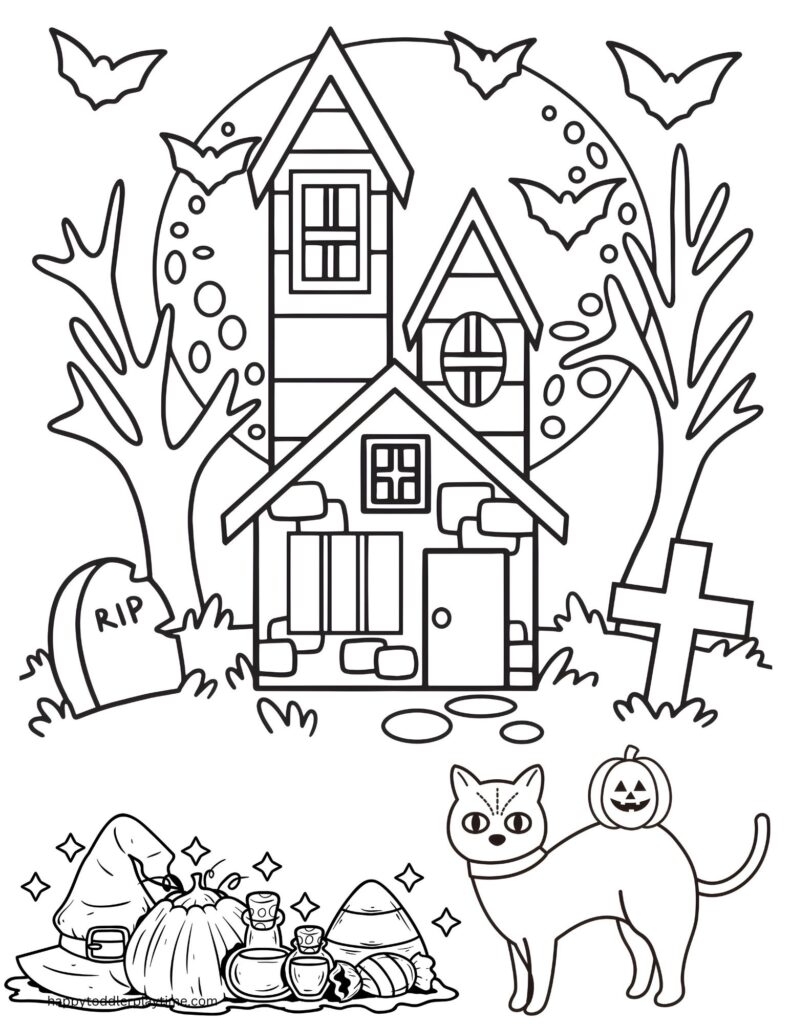 Free Haunted House Coloring Pages Happy Toddler Playtime Free Haunted House Coloring Pages Happy Toddler Playtime