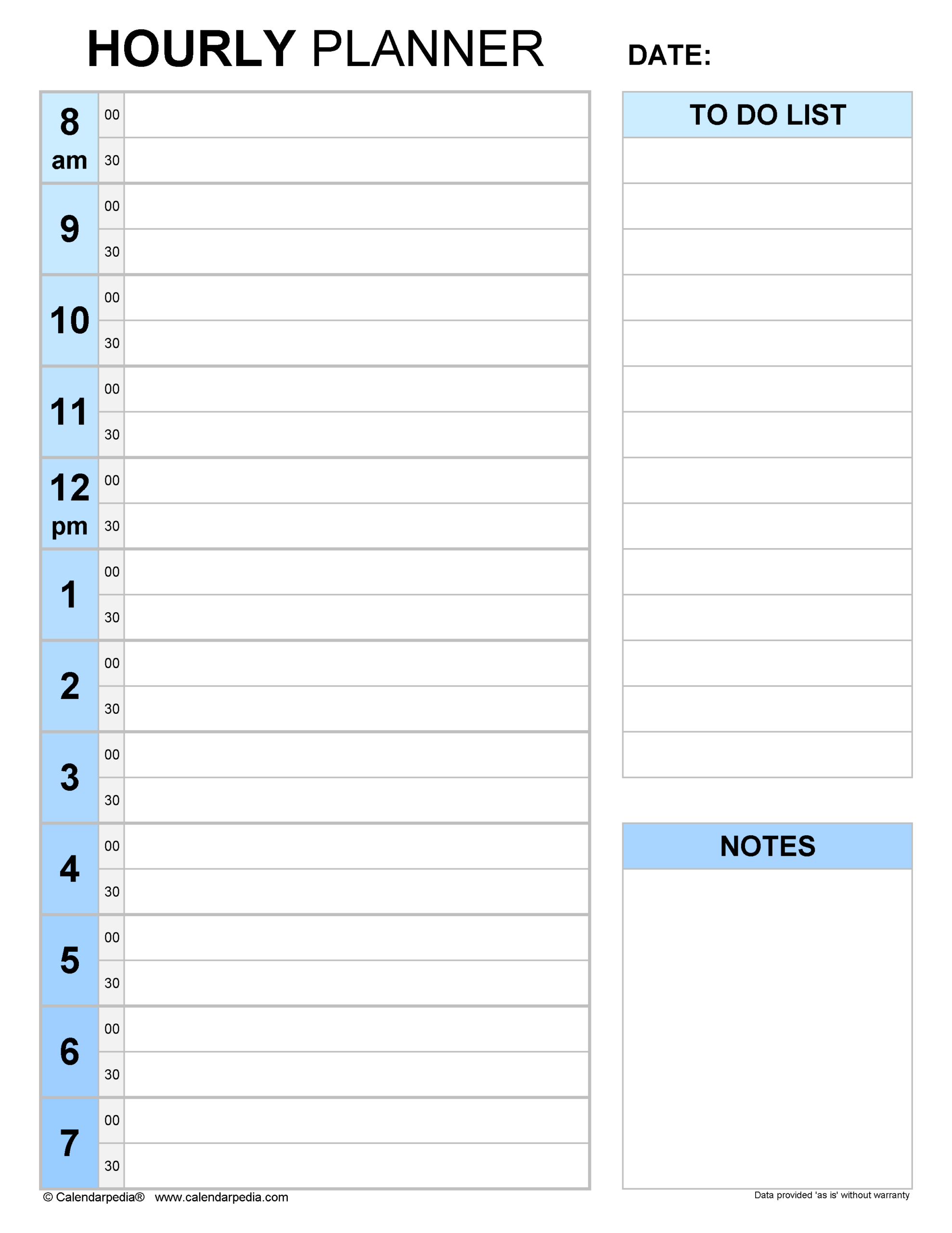 daily hourly planner template