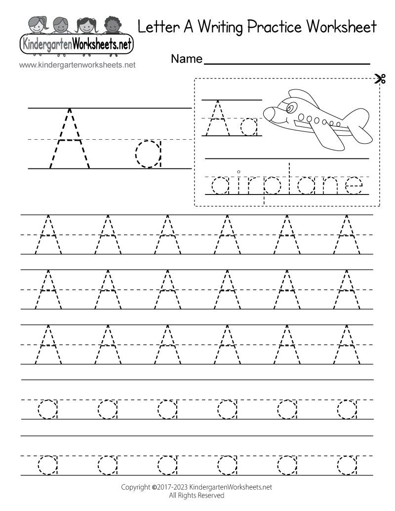 writing worksheet for kindergarten