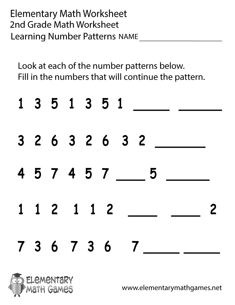 numbers and patterns worksheets