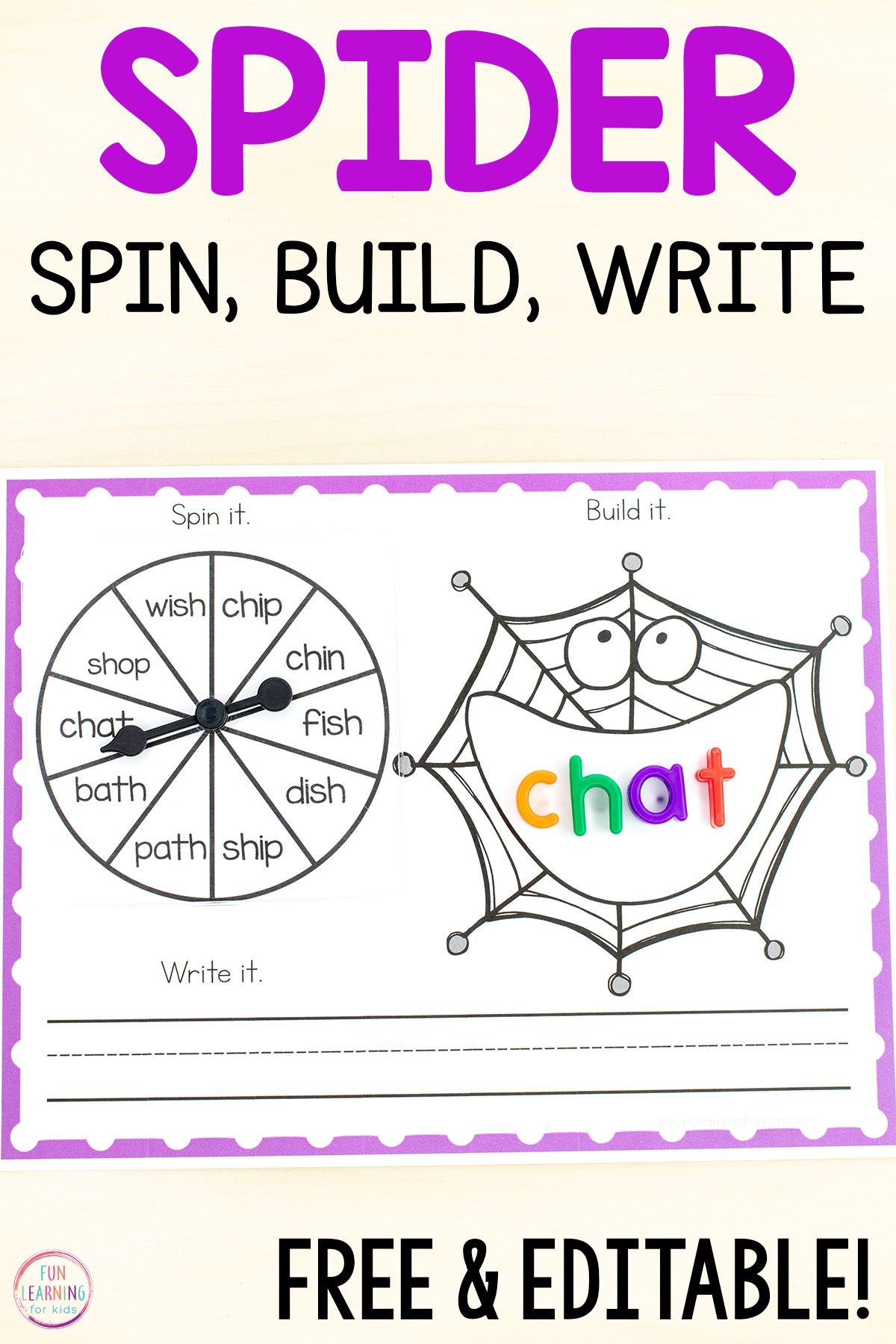Free Printable Spider Word Work Mats