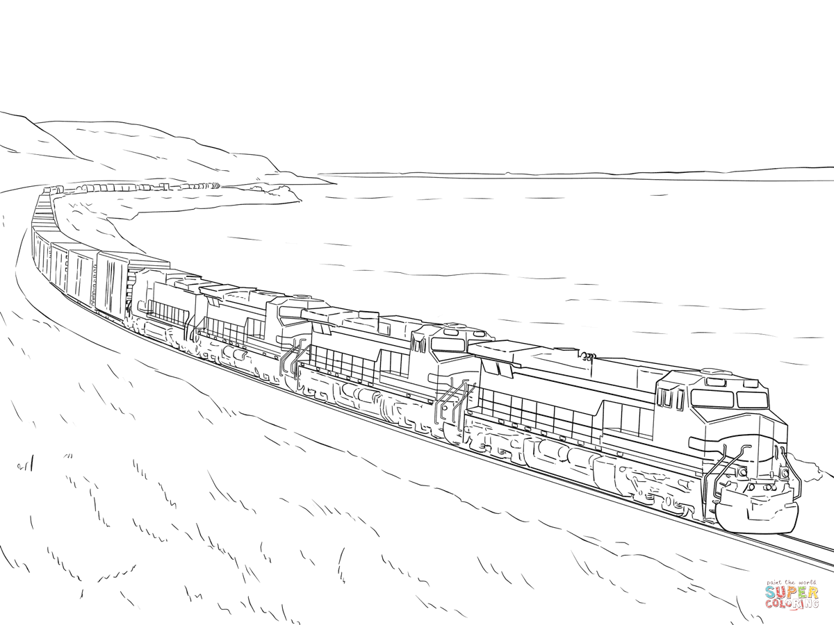 Freight Train Coloring Page Free Printable
