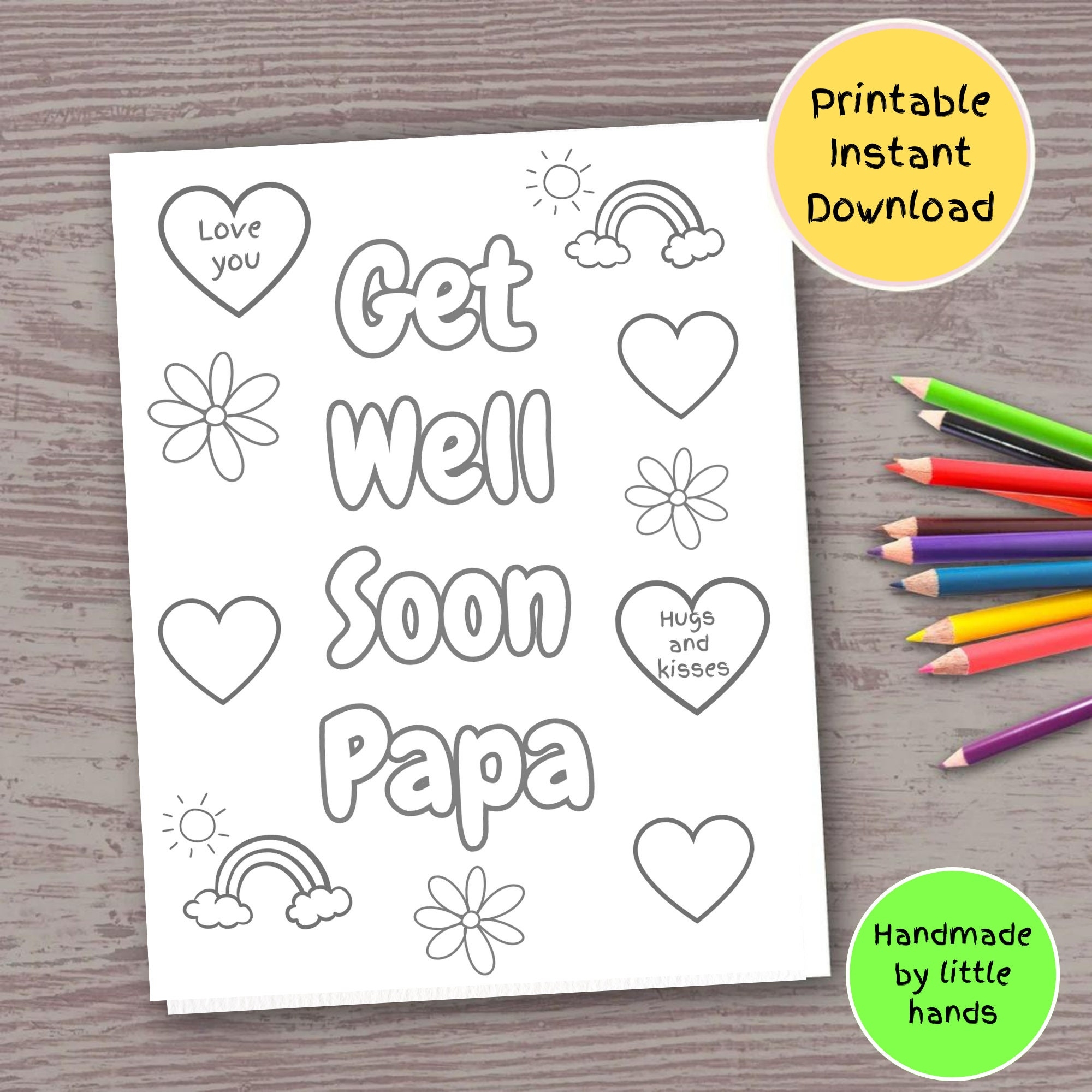 Get Well Soon Papa Coloring Page Kids Printable Card digital Download Etsy Denmark Get Well Soon Papa Coloring Page Kids Printable Card digital Download Etsy Denmark