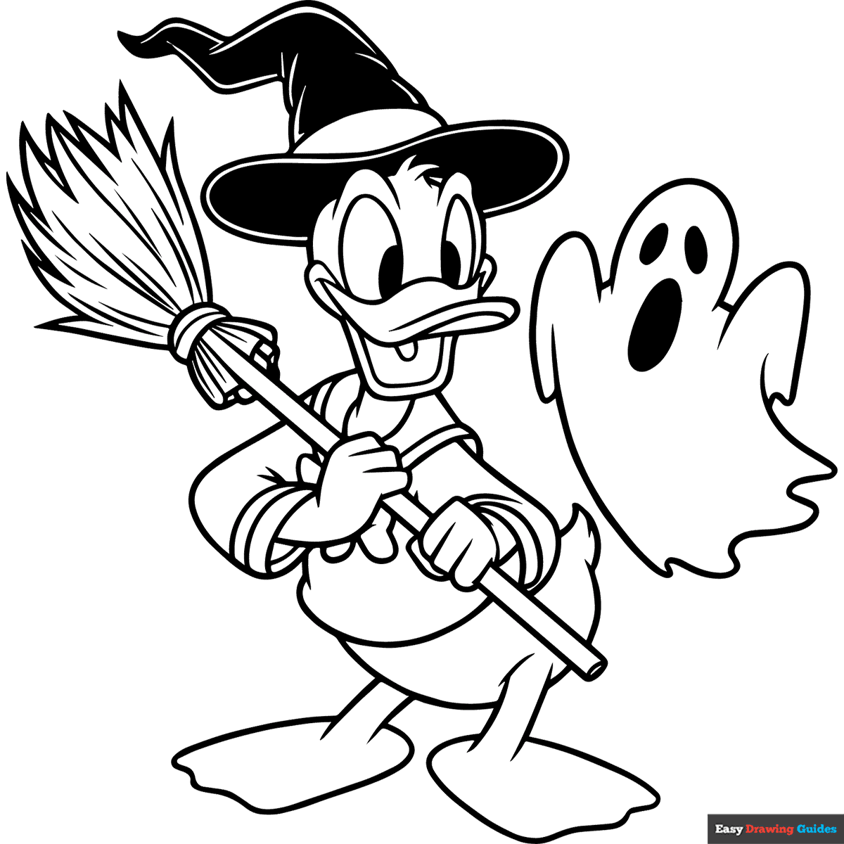 Halloween Donald Duck Coloring Page Easy Drawing Guides Halloween Donald Duck Coloring Page Easy Drawing Guides