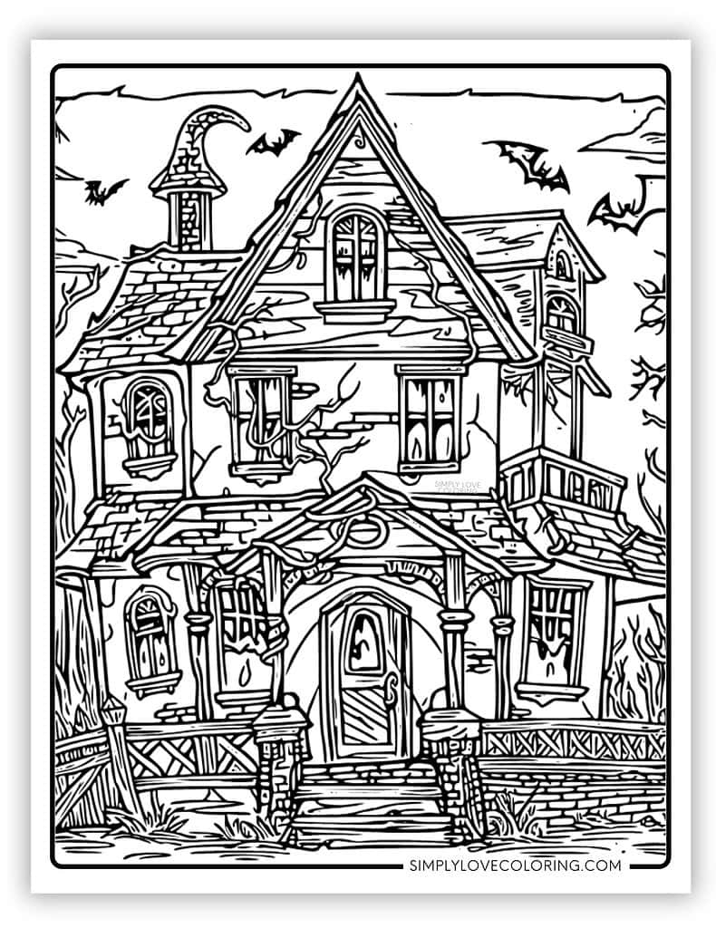haunted house coloring pages