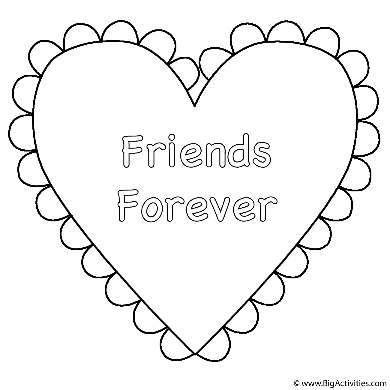 Heart Friends Forever Coloring Page Valentine s Day Heart Friends Forever Coloring Page Valentine s Day